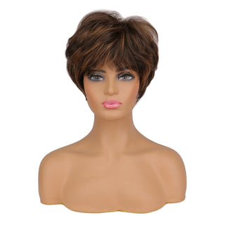 WHIMSICAL W Synthetic Women Mixed Blonde Brown Short Wigs Natural Hair Wigs Heat Resistant Hair Wig for Women ALODIA STORE