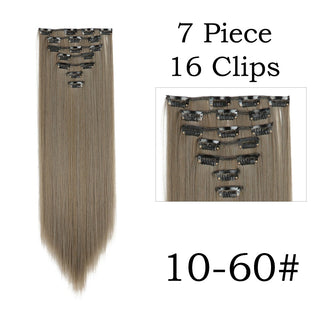 24Inchs 16 Clips in Hair Extensions Long Straight Hairstyle Synthetic Blonde Black Hairpieces Heat Resistant False Hair ALODIA STORE