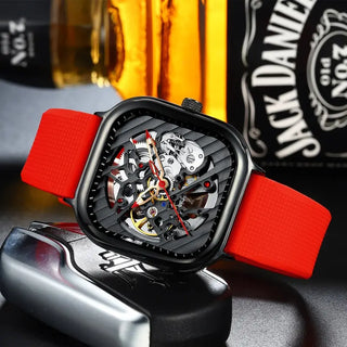 AILANG Men's Watch Top Brand Luxury Watch Men's Mechanical Silicone Strap Waterproof Watch Men's Hollow Reloj Hombre 2020 New ALODIA STORE