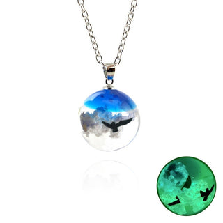 Chic Transparent Resin Rould Ball Moon Pendant Necklace Women Blue Sky White Cloud Chain Necklace Fashion Jewelry Gifts for Girl ALODIA STORE
