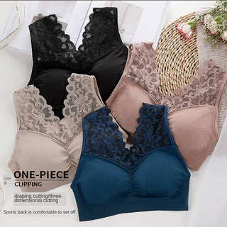 (35-100kg) Sexy Lace Free Wire Underwear Women Push Up Bra with Pad Kpop Fashion Cozy Chest Wrap Undies Lingerie Female Crop Top ALODIA STORE