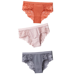 3 Pcs Cotton Panties Sexy Panty Briefs Lace Panties Women Underwear Lingerie Panties for Female Ladies Floral Pantys Underpants ALODIA STORE