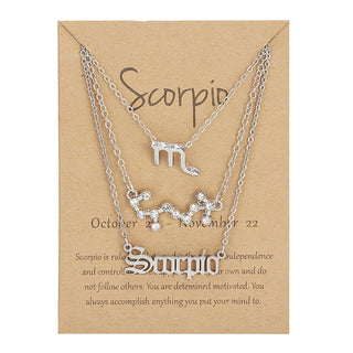 3Pcs/set 12 Zodiac Sign Necklace For Women 12 Constellation Pendant Chain Choker Birthday Jewelry With Cardboard Card ALODIA STORE