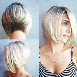 Womens Fashion Bob Wig Short Blonde Bob Wigs Black Roots Heat Resistant Synthetic Ombre Bob Hair Fancy Dress Party Wig for Women ALODIA STORE