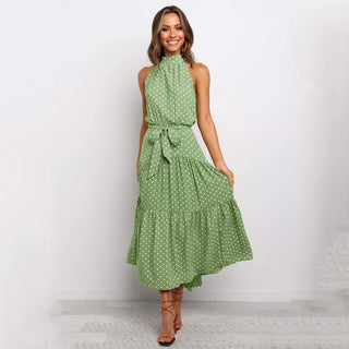 Summer Long Dress Polka Dot Casual Dresses Black Sexy Halter Strapless New 2023 ALODIA STORE