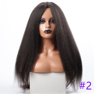 Long Kinky Straight Synthetic Wigs for Black Women Black Brown Blonde Ginger Red White Hair Afro Wigs Synthetic STW Hair Wigs ALODIA STORE