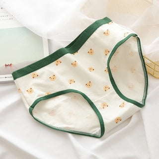 2021 Women Cotton Underwear Japanese Cute Briefs Mid Waist Seamless Underpants Cute Cartoon Panties Female Cotton Lingerie ALODIA STORE