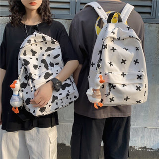 Cute Milk Cow Printing Women's Backpack Canvas Travel Mochila Women School Bag for Teenager Girls Fashion Rucksack Wholesale ALODIA STORE