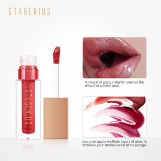 STAGENIUS Lipgloss Waterproof Long-lasting 8 Shades Mirro Glass Non Stick Shimmer Glitter Gloss Lip Tint Makeup ALODIA STORE