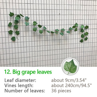 240cm Green Silk Artificial Hanging Ivy Leaf Garland Plants Vine Grape Leaves 1Pcs Home Bathroom Decoration Garden Party Decor ALODIA STORE