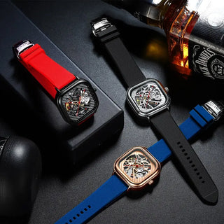 AILANG Men's Watch Top Brand Luxury Watch Men's Mechanical Silicone Strap Waterproof Watch Men's Hollow Reloj Hombre 2020 New ALODIA STORE