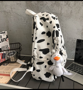 Cute Milk Cow Printing Women's Backpack Canvas Travel Mochila Women School Bag for Teenager Girls Fashion Rucksack Wholesale ALODIA STORE