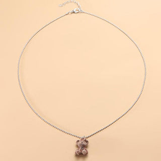 Cute Plush Bear Pendant Necklace for Girls Women Korean Fashion Bear Long Sweater Neck Chain Necklaces Collar Jewelry ALODIA STORE