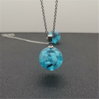 Chic Transparent Resin Rould Ball Moon Pendant Necklace Women Blue Sky White Cloud Chain Necklace Fashion Jewelry Gifts for Girl ALODIA STORE