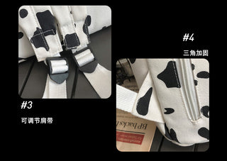 Cute Milk Cow Printing Women's Backpack Canvas Travel Mochila Women School Bag for Teenager Girls Fashion Rucksack Wholesale ALODIA STORE
