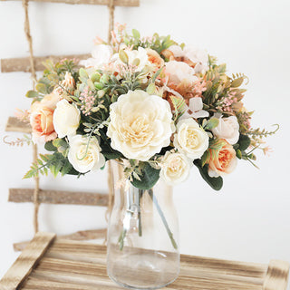Autumn Artificial Peony Flowers Bride Silk Rose Bouquet DIY Wedding Home Garden Decoration Accessories Fall Hydrangea Fake Plant ALODIA STORE