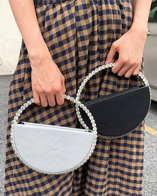 Luxury Colored Diamond Half Moon Women Purses and Handbags Evening Bag Serpentine Designer Party Clutch Bag Chic Wedding Bag ALODIA STORE