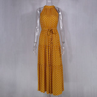 Summer Long Dress Polka Dot Casual Dresses Black Sexy Halter Strapless New 2023 ALODIA STORE
