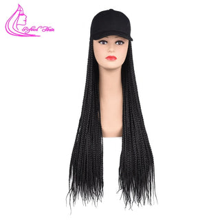 Box Braids Baseball Cap Wig 24inch Long Synthetic Braid Wigs Hat with Braiding Hair Extensions For Black Women Adjustable Size ALODIA STORE
