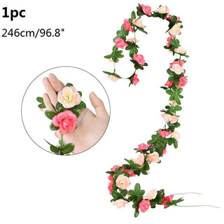 Wisteria Artificial Flower Vine Ivy Leaf Garland Silk Rose Flowers Rattan String Vine Wedding Arch Flower Home Garden Decoration ALODIA STORE