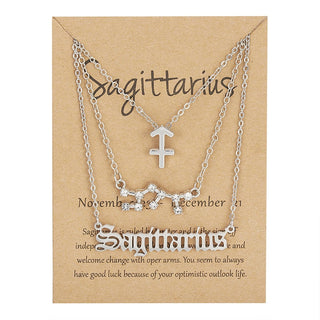 3Pcs/set 12 Zodiac Sign Necklace For Women 12 Constellation Pendant Chain Choker Birthday Jewelry With Cardboard Card ALODIA STORE
