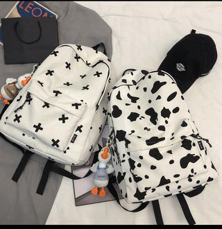 Cute Milk Cow Printing Women's Backpack Canvas Travel Mochila Women School Bag for Teenager Girls Fashion Rucksack Wholesale ALODIA STORE
