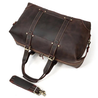 100% Genuine Crazy Horse Leather Men Travel Bags With Rivet Big HandBag For Male Cowhide Duffel Bag Mans Travelling Bag luxury ALODIA STORE