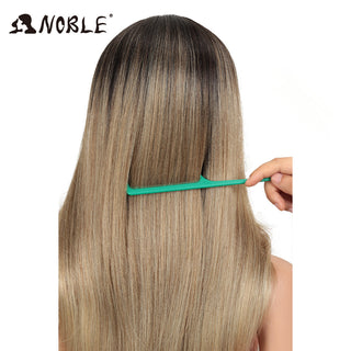 Noble Hair Synthetic Lace Front Wig Long straight 28 Inch Lace Wig Ombre Blonde Wig Heat Resistant Wigs For Women Lace Front Wig ALODIA STORE