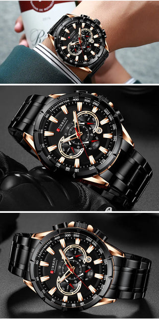 Curren Men’s Watches Top Brand Luxury Chronograph Quartz Men Watch Waterproof Sport Wrist Watch Men Stainless Steel Male Clock ALODIA STORE