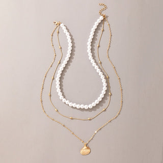 Vintage Style Simple 6MM Pearl Chain Choker Necklace For Women Wedding Love Shell Pendant Necklace Fashion Jewelry Wholesale ALODIA STORE