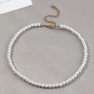 Vintage Style Simple 6MM Pearl Chain Choker Necklace For Women Wedding Love Shell Pendant Necklace Fashion Jewelry Wholesale ALODIA STORE