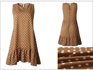 Summer dress Polka Dot Sleeveless Beach Mini Dress ALODIA STORE