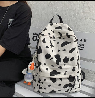 Cute Milk Cow Printing Women's Backpack Canvas Travel Mochila Women School Bag for Teenager Girls Fashion Rucksack Wholesale ALODIA STORE