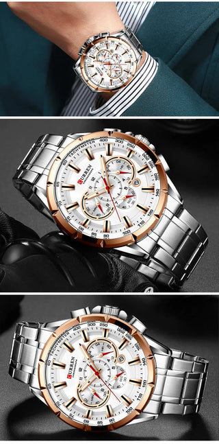 Curren Men’s Watches Top Brand Luxury Chronograph Quartz Men Watch Waterproof Sport Wrist Watch Men Stainless Steel Male Clock ALODIA STORE