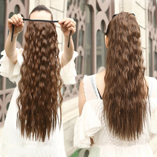 Allaosify Long Straight Clip In Hair Fake Hair Ponytail Hairpiece With Hairpins Synthetic Hair Pony Tail Brown Hair Extensions ALODIA STORE