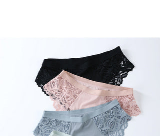 3 Pcs Cotton Panties Sexy Panty Briefs Lace Panties Women Underwear Lingerie Panties for Female Ladies Floral Pantys Underpants ALODIA STORE