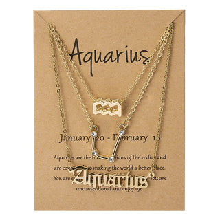3Pcs/set 12 Zodiac Sign Necklace For Women 12 Constellation Pendant Chain Choker Birthday Jewelry With Cardboard Card ALODIA STORE