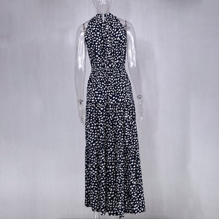 Summer Long Dress Polka Dot Casual Dresses Black Sexy Halter Strapless New 2023 ALODIA STORE