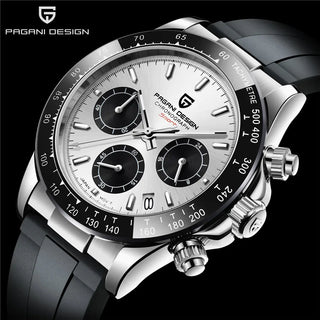 PAGANI DESIGN Top Brand New Rubber Strap Chronograph Watch Men Quartz Wristwatch Luxury Sapphire Glass Sports Watch Men Relogio ALODIA STORE