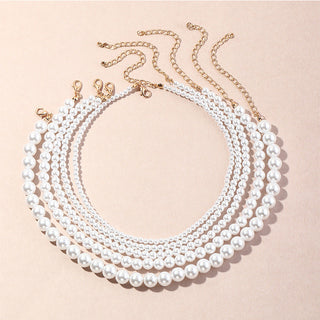 Vintage Style Simple 6MM Pearl Chain Choker Necklace For Women Wedding Love Shell Pendant Necklace Fashion Jewelry Wholesale ALODIA STORE