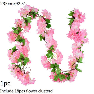 Wisteria Artificial Flower Vine Ivy Leaf Garland Silk Rose Flowers Rattan String Vine Wedding Arch Flower Home Garden Decoration ALODIA STORE
