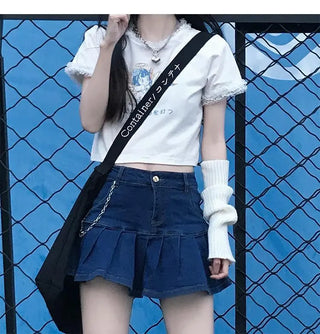 Women Teenage Kawaii Girl Crop Top T Shirt Korean Style Tshirt Short Tee Fairy Core Clothes Cute Fairycore Clothing Croptop ALODIA STORE