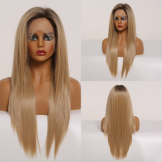 EASIHAIR Bright Blonde Lace Front Wigs Long Straight Natural Hair Wigs for Women Lace Frontal Synthetic Wig Heat Resistant ALODIA STORE