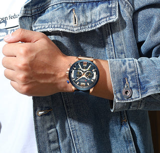 CURREN Casual Sport Watches for Men Top Brand Luxury Military Leather Wrist Watch Man Clock Fashion Chronograph Wristwatch ALODIA STORE