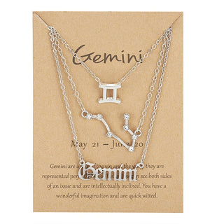 3Pcs/set 12 Zodiac Sign Necklace For Women 12 Constellation Pendant Chain Choker Birthday Jewelry With Cardboard Card ALODIA STORE