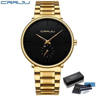 CRRJU Mens Watches Stainless Steel Men's Wrist Watch Casual Luxury Waterproof Sport Watch for Men Quartz Watch Relogio Masculino ALODIA STORE