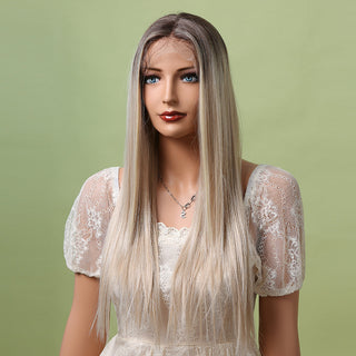 EASIHAIR Bright Blonde Lace Front Wigs Long Straight Natural Hair Wigs for Women Lace Frontal Synthetic Wig Heat Resistant ALODIA STORE