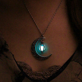 ZOVOLI Vintage Moon Luminous Glowing Moonstone Pendant Necklace Women Jewelry Long Chain Lotus Buddha Pendant Necklaces Gifts ALODIA STORE