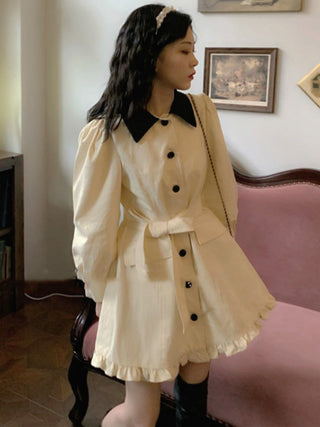 Vintage Elegant Dress Women Autumn Patchwork ALODIA STORE