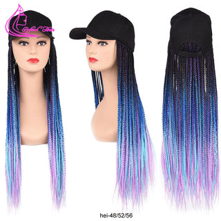 Box Braids Baseball Cap Wig 24inch Long Synthetic Braid Wigs Hat with Braiding Hair Extensions For Black Women Adjustable Size ALODIA STORE